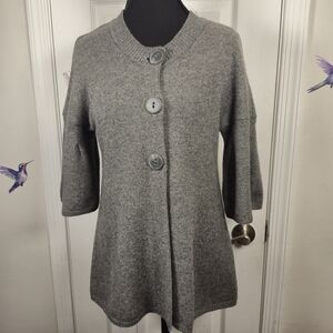 Vince 100% Cashmere Grey Pleated Sleeve Button Front Cardigan Coat S